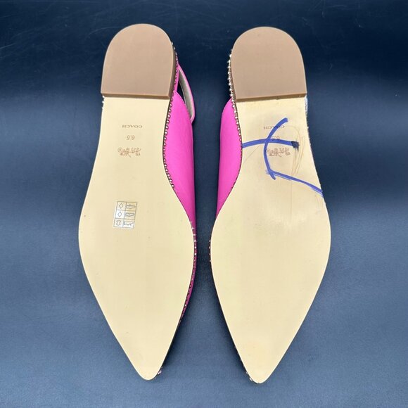 Coach Womens Petunia Pink Vae Leather Skimmer Flats Box Pointed Toe Size 6.5 - Picture 7 of 13
